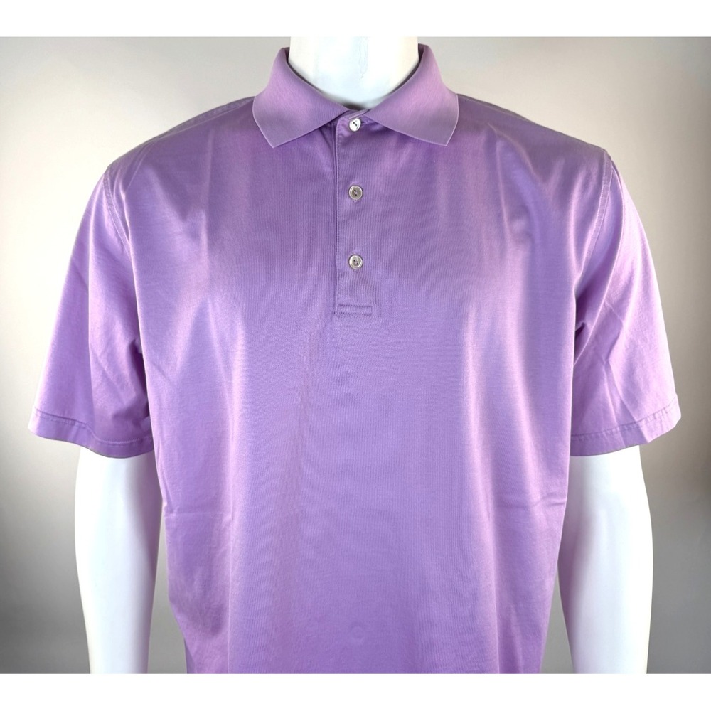 Peter Millar Crown Ease Golf Polo Shirt Mens L EUC Cotton Short Sleeve Purple - Picture 9 of 10